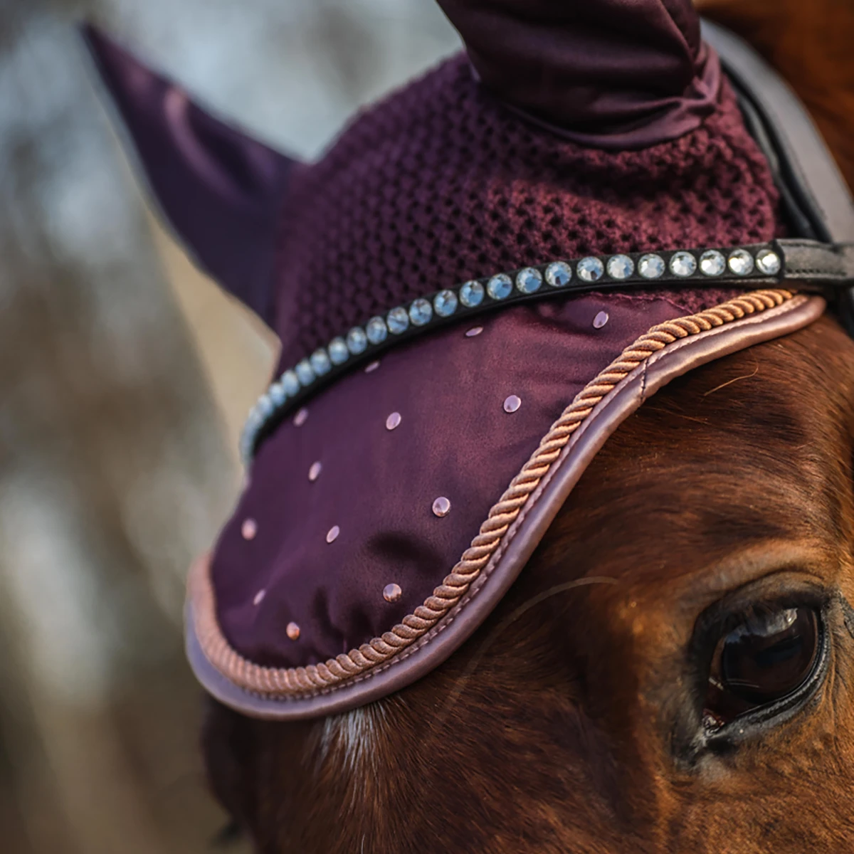 Oornetje Horsegear Aurum Donkerrood 4 Oornetje Horsegear Aurum Donkerrood - Afbeelding 2
