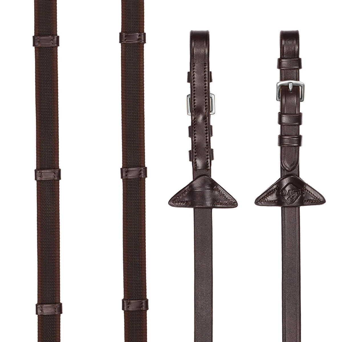 Teugels LeMieux Rubber Grip Continental Middenbruin-zilver 3 Teugels LeMieux Rubber Grip Continental Middenbruin-zilver