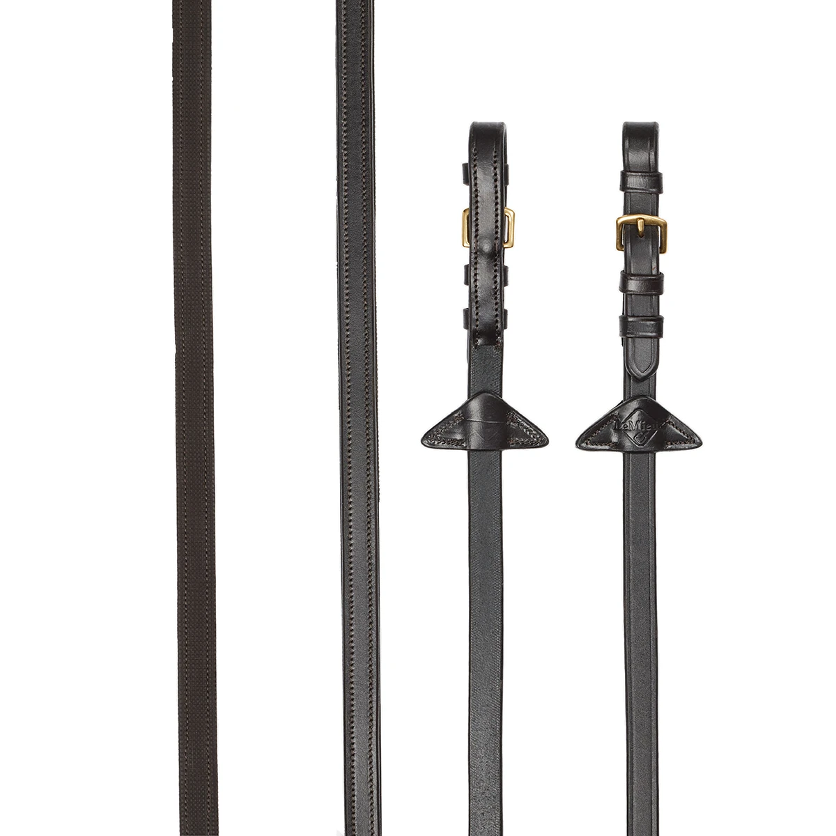 Teugels LeMieux Rubber Half Lined Bruin-goud 3 Teugels LeMieux Rubber Half Lined Bruin-goud